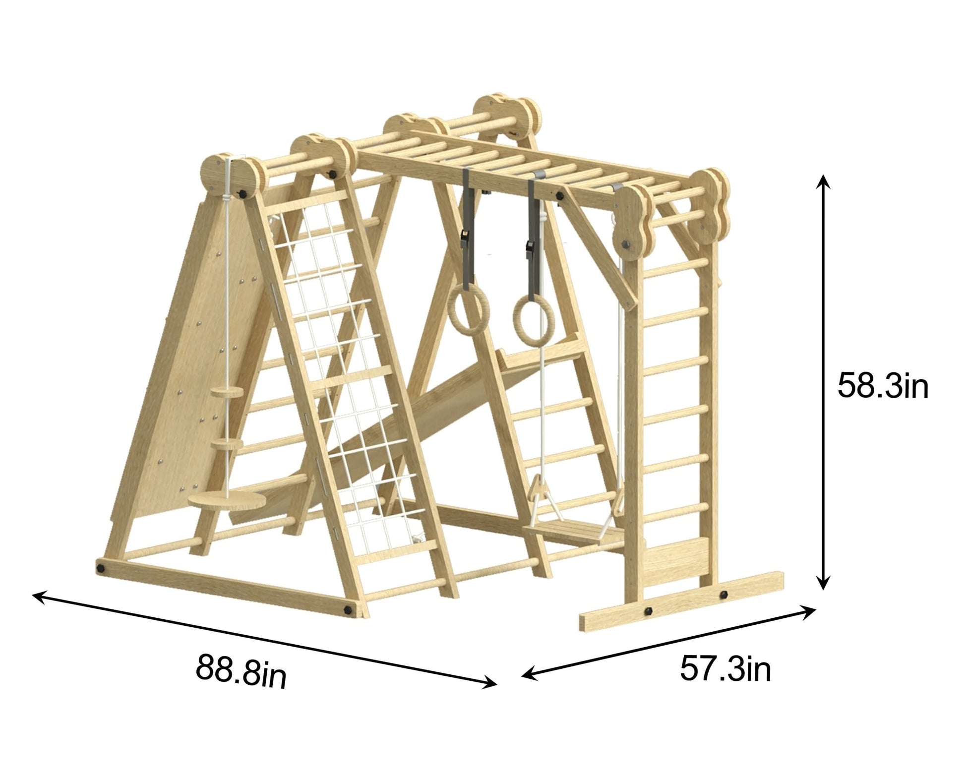 Chestnut - 8 - in - 1 wooden jungle gym for toddlers - The Nurturing Nook