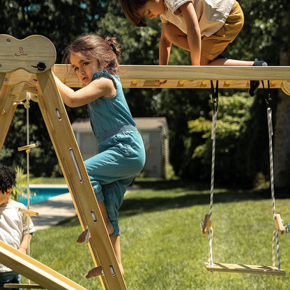 Chestnut - outdoor and indoor 8 - in - 1 jungle gym playset - The Nurturing Nook