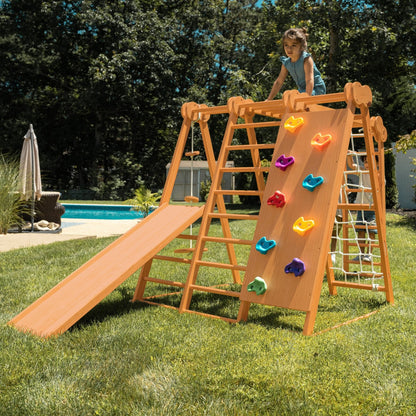 Chestnut - outdoor and indoor 8 - in - 1 jungle gym playset - The Nurturing Nook