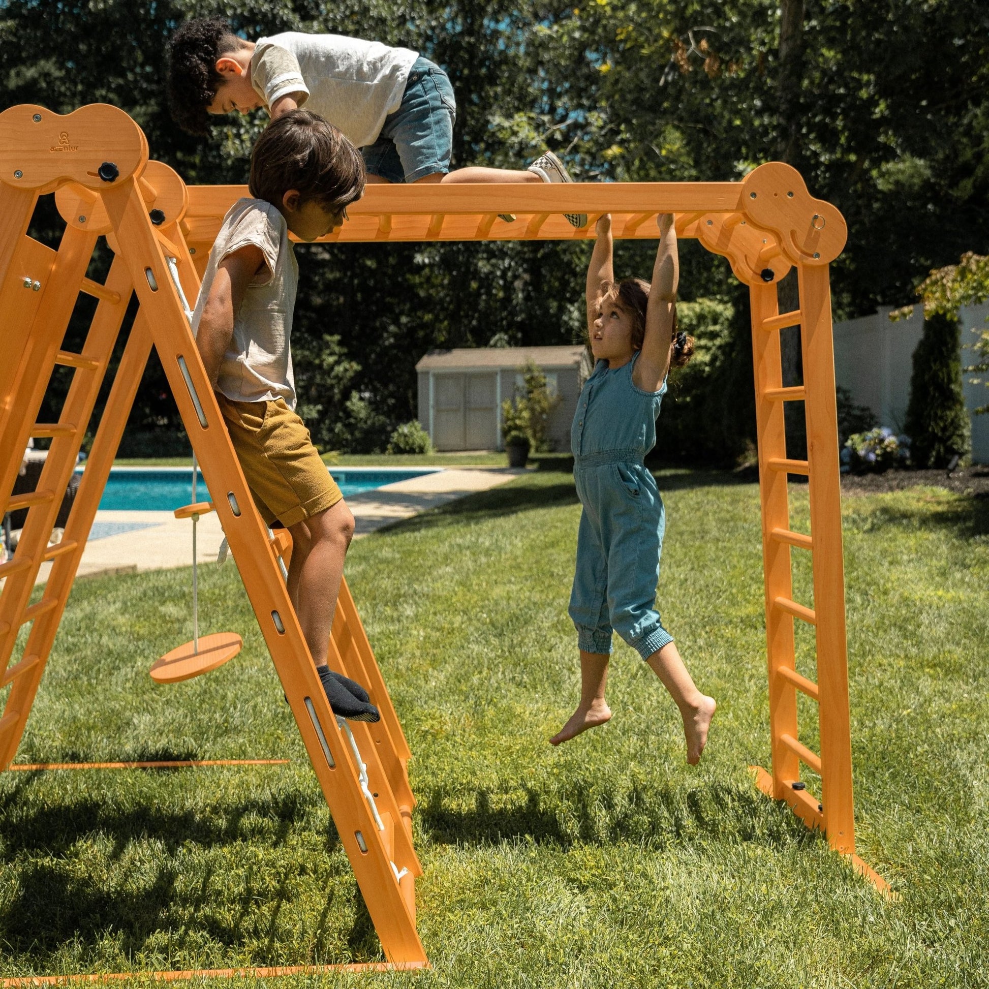 Chestnut - outdoor and indoor 8 - in - 1 jungle gym playset - The Nurturing Nook