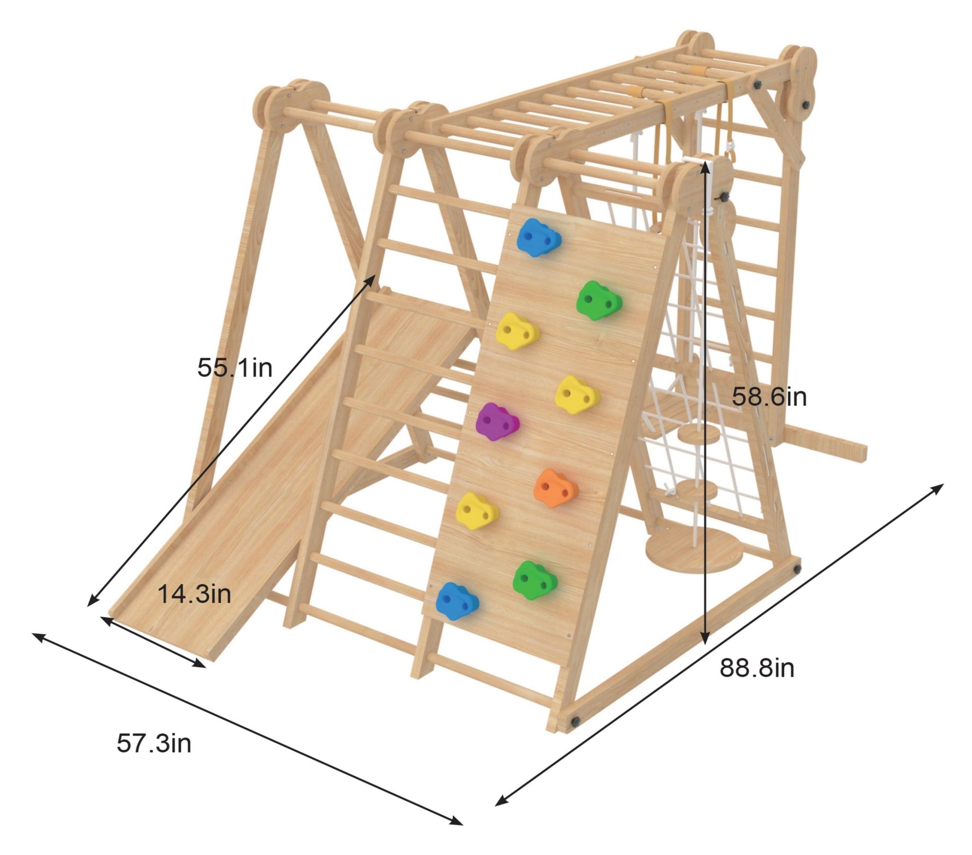 Chestnut - outdoor and indoor 8 - in - 1 jungle gym playset - The Nurturing Nook