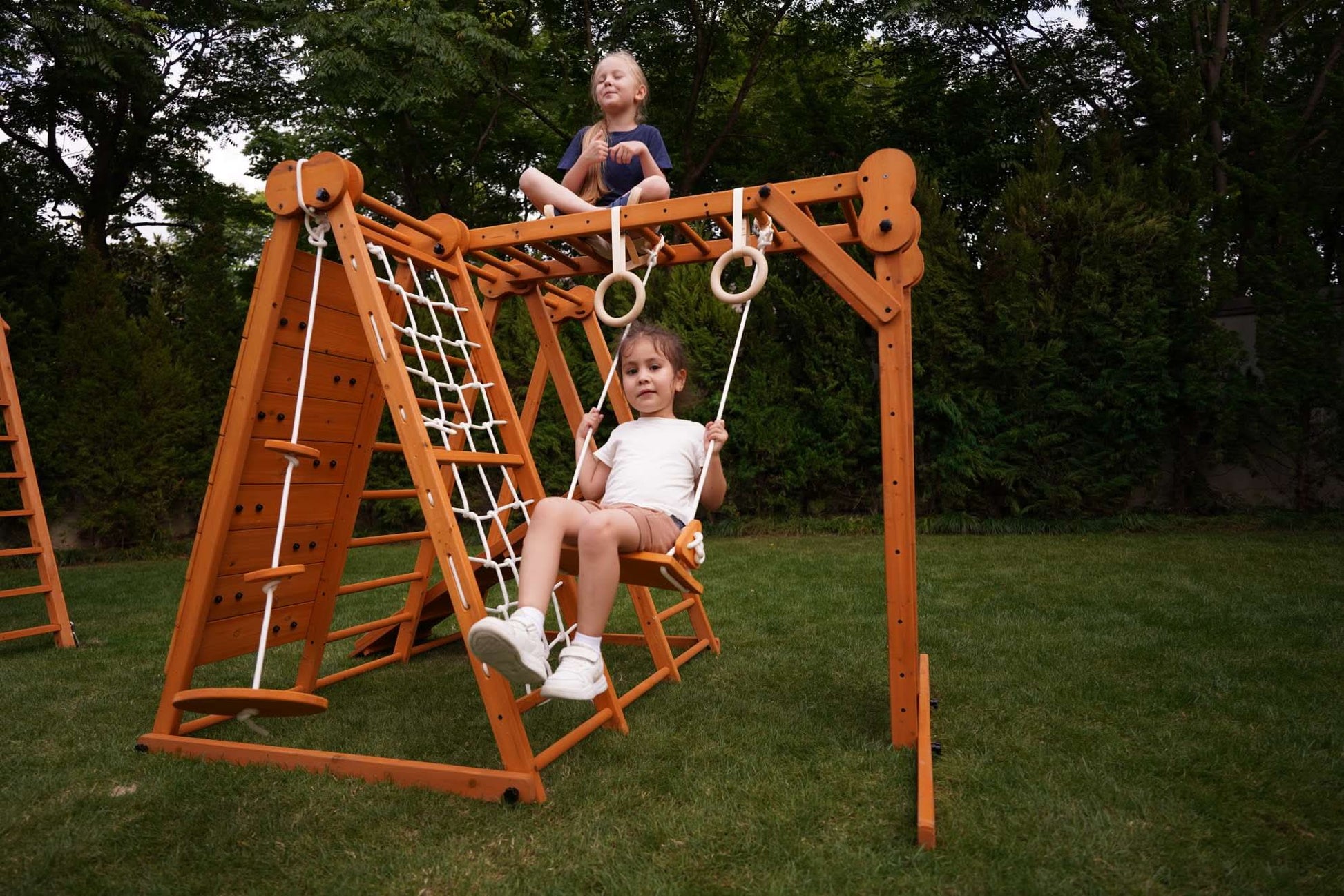 Chestnut - outdoor and indoor 8 - in - 1 jungle gym playset - The Nurturing Nook