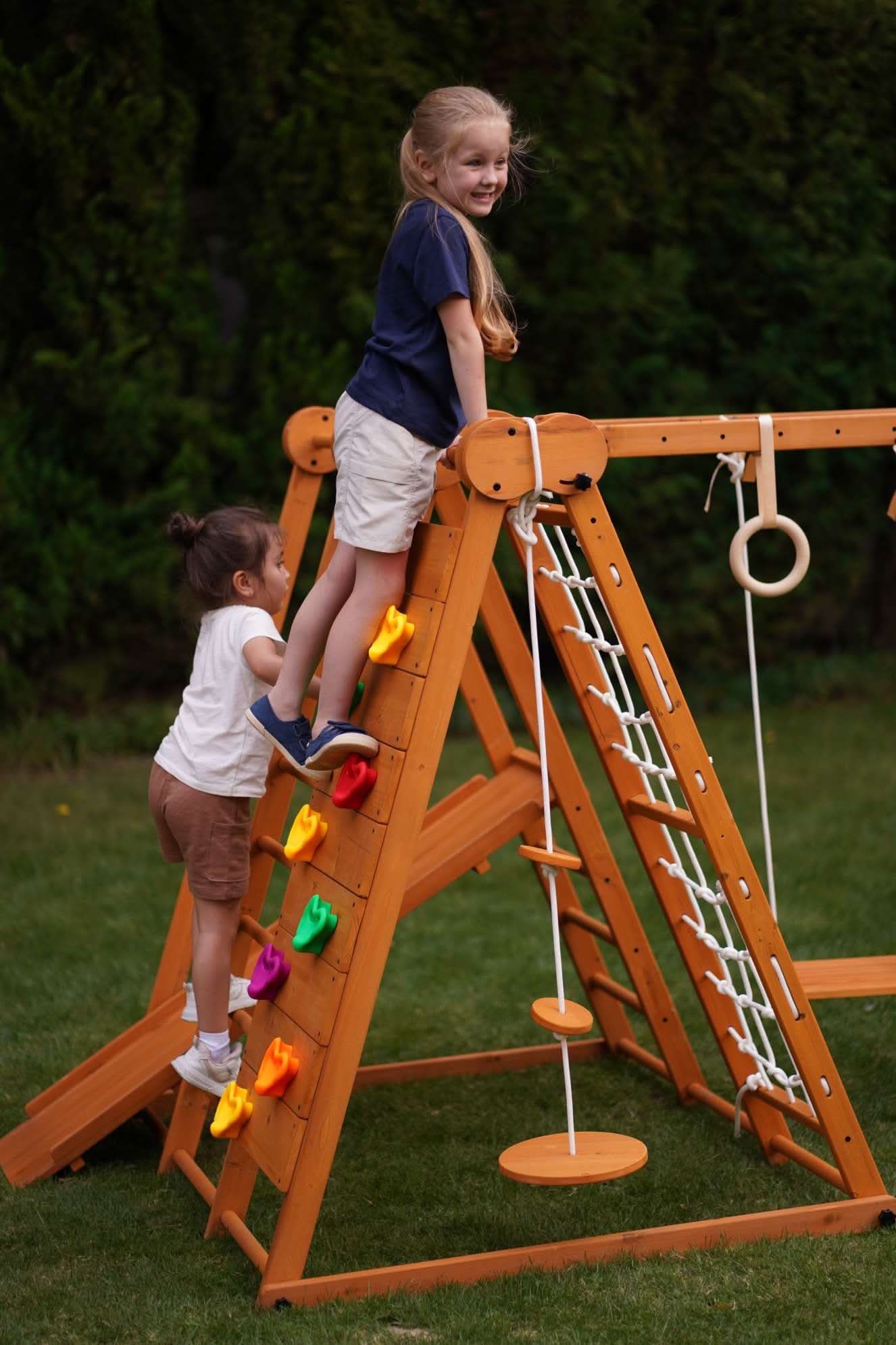 Chestnut - outdoor and indoor 8 - in - 1 jungle gym playset - The Nurturing Nook