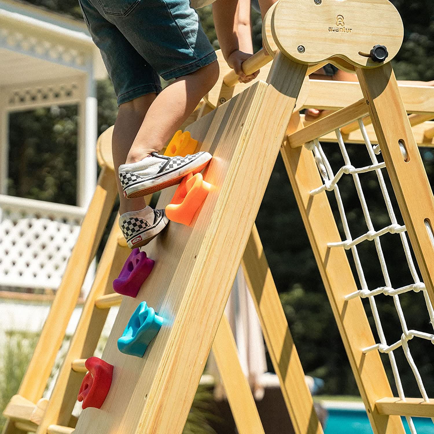 Chestnut - outdoor and indoor 8 - in - 1 jungle gym playset - The Nurturing Nook