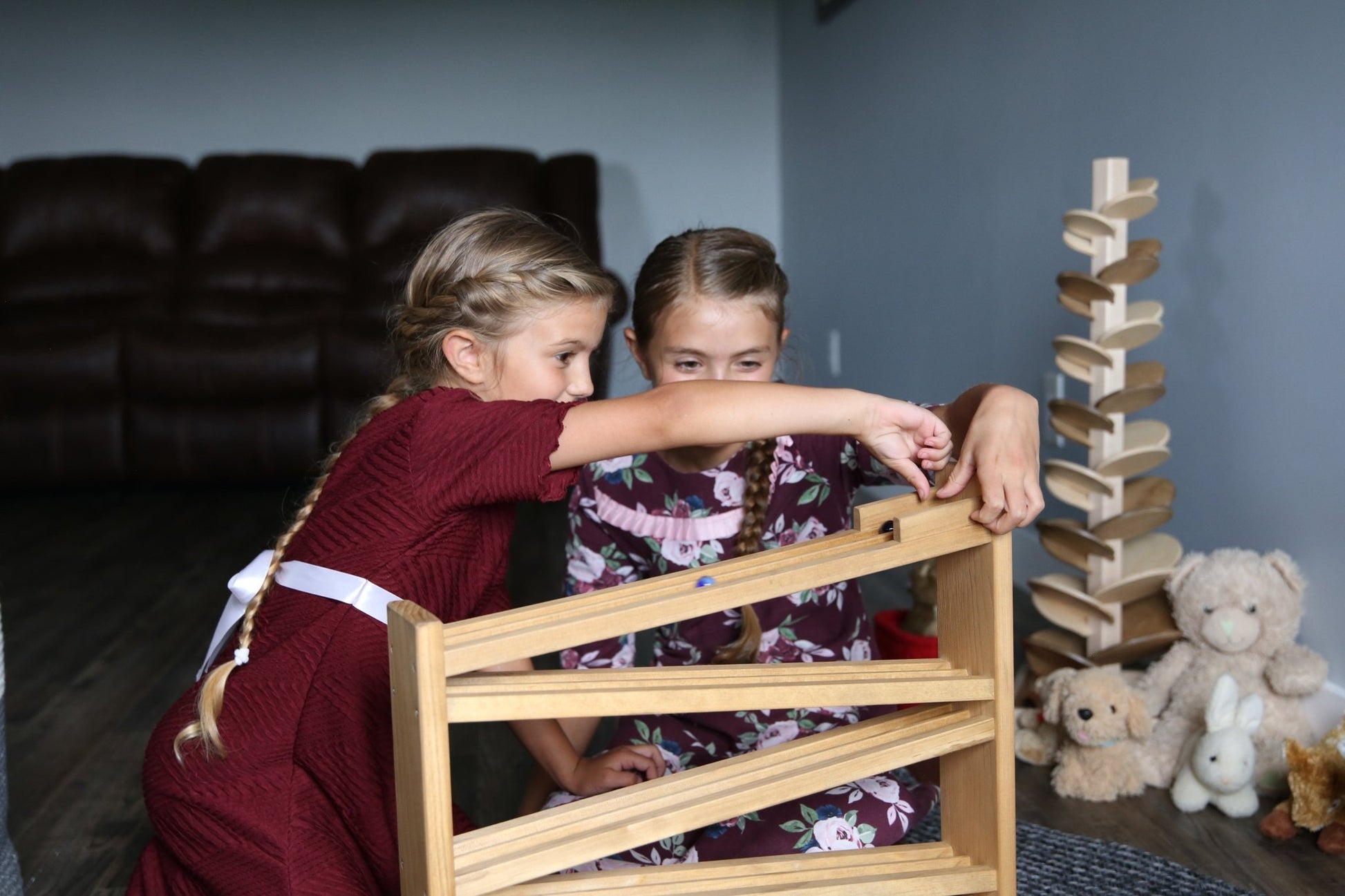 Classic wooden marble roller racetrack – handmade - The Nurturing Nook