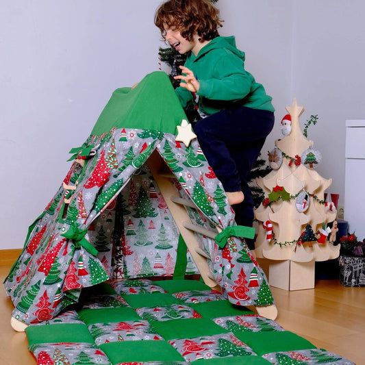 Climbing Triangle with Christmas Tent Cover, Mat, Ramp