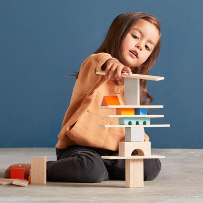 Colored Wooden Building Blocks - 85 Piece Set