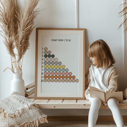 Count 1 to 10 with Montessori Beads Poster - Educational Printable Wall Art for Kids, Classroom & Homeschool | Digital Download - The Nurturing Nook