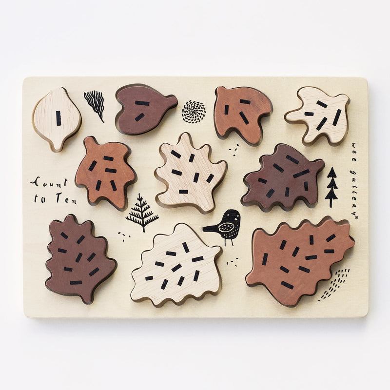 Counting leaves puzzle – Montessori wooden number toy