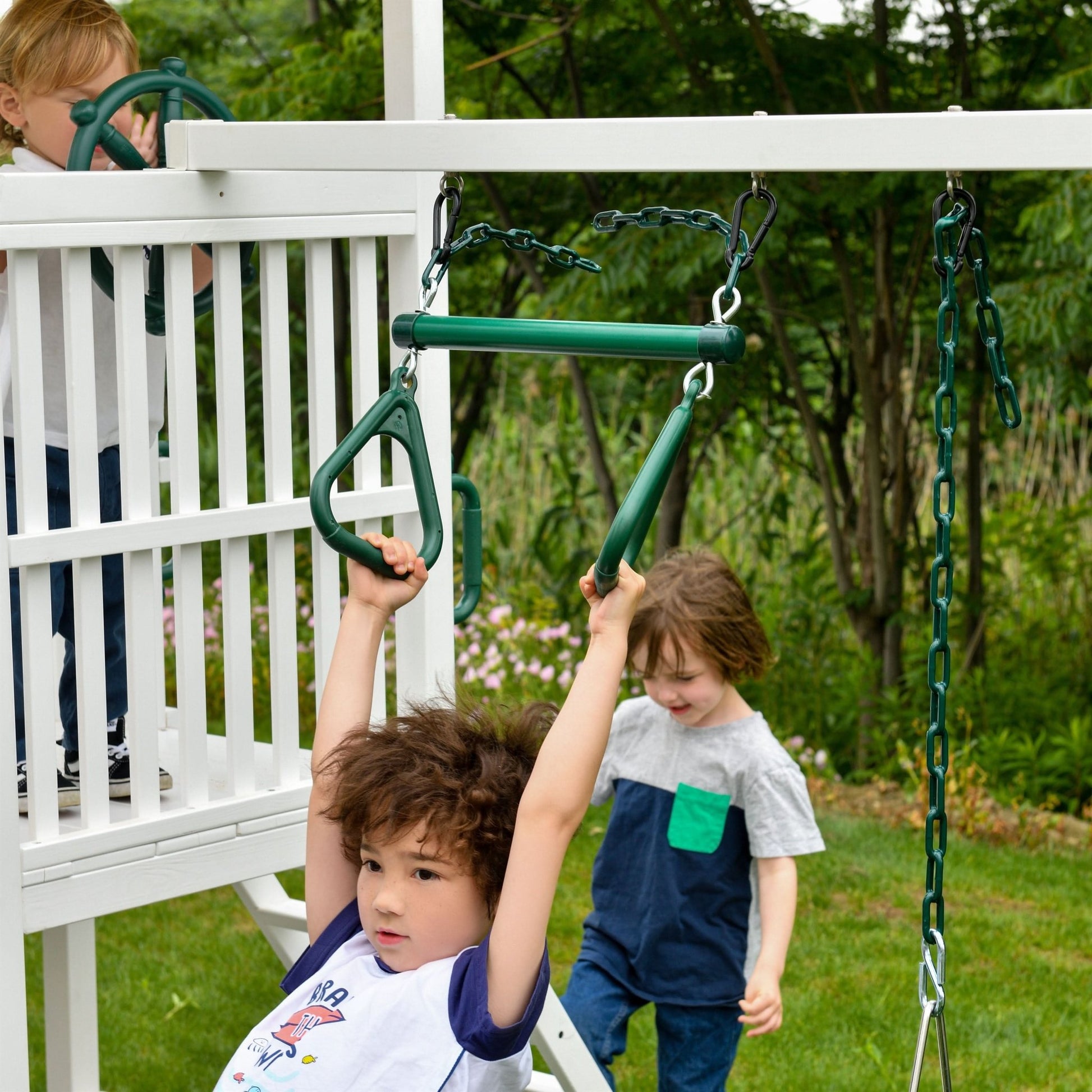 Craftsman - modern wooden backyard outdoor swing set - The Nurturing Nook