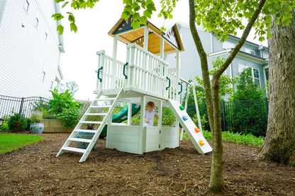 Craftsman - modern wooden backyard outdoor swing set - The Nurturing Nook