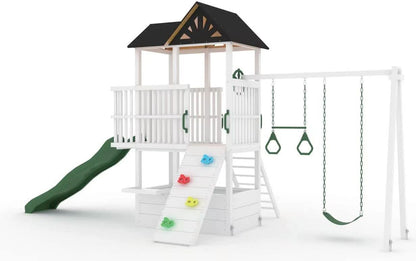Craftsman - modern wooden backyard outdoor swing set - The Nurturing Nook