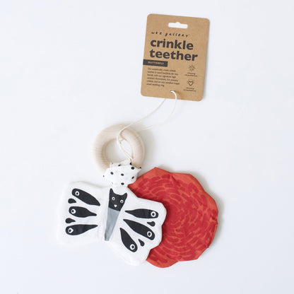 Crinkle teether – garden butterfly - The Nurturing Nook