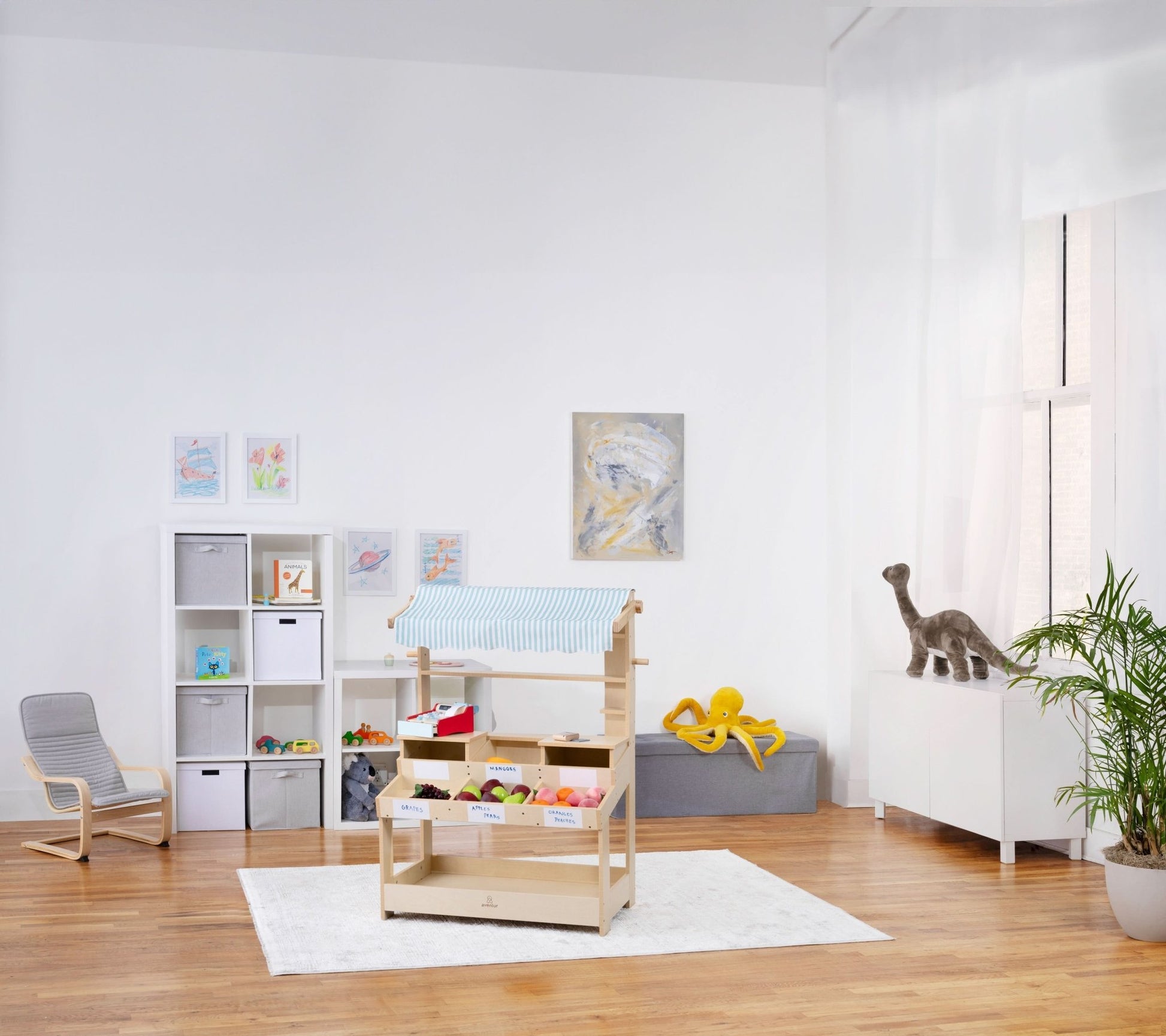Cypress wooden market stand for pretend play - The Nurturing Nook