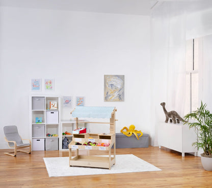 Cypress wooden market stand for pretend play - The Nurturing Nook