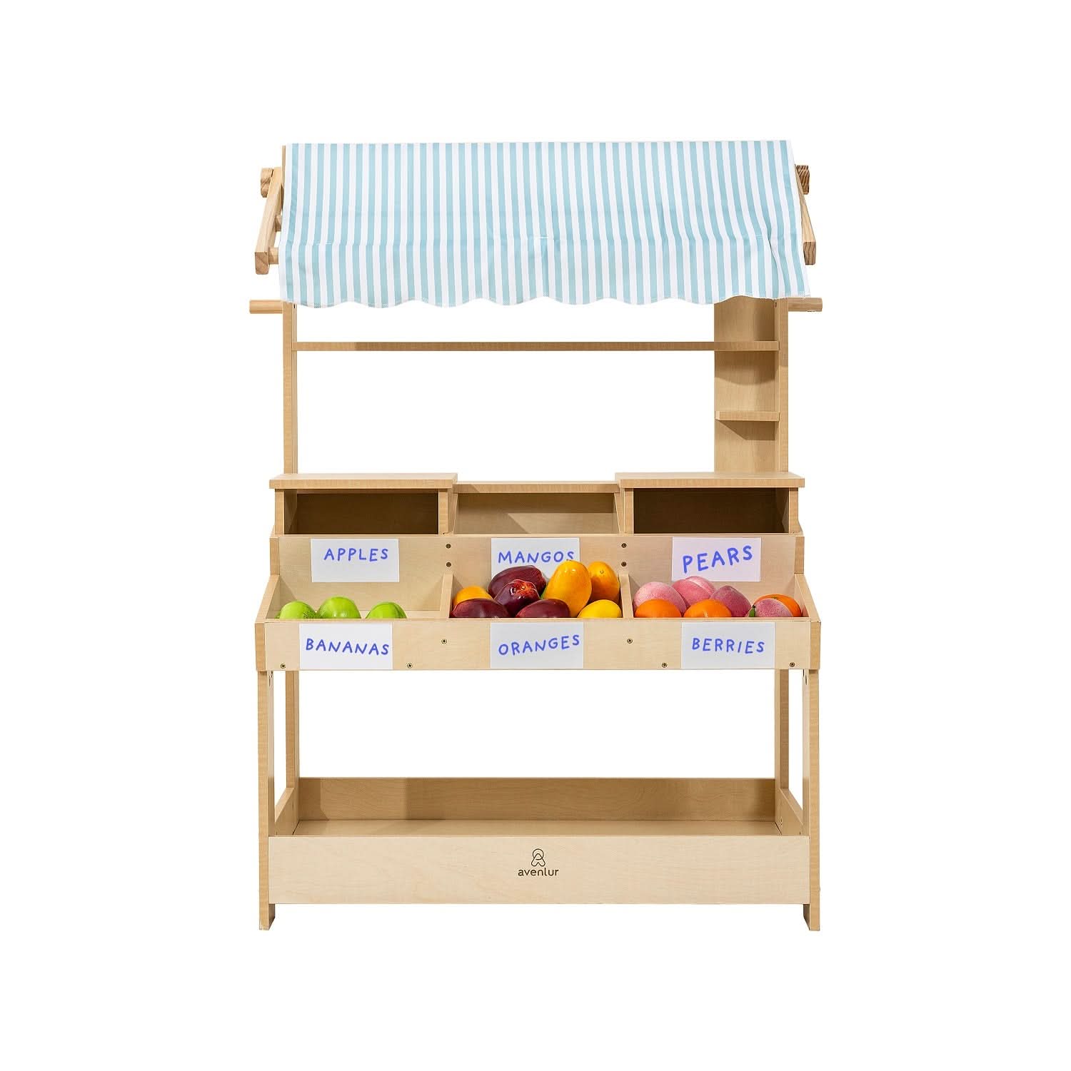 Cypress wooden market stand for pretend play - The Nurturing Nook