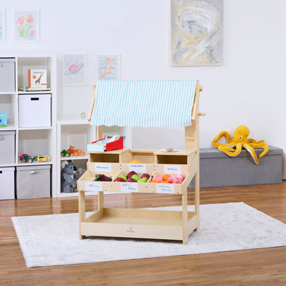 Cypress wooden market stand for pretend play - The Nurturing Nook
