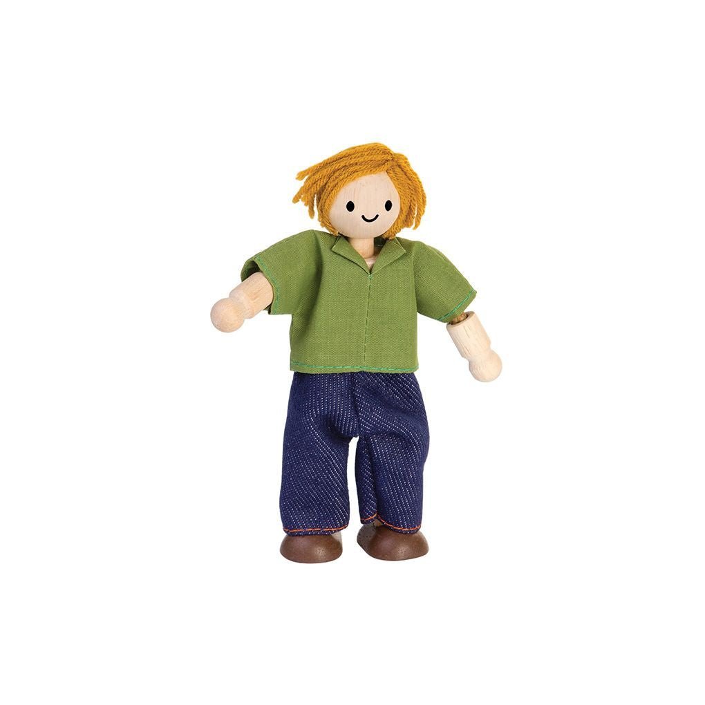 Dad Dollhouse Figure - Light Skin Tone - Brown Hair - The Nurturing Nook