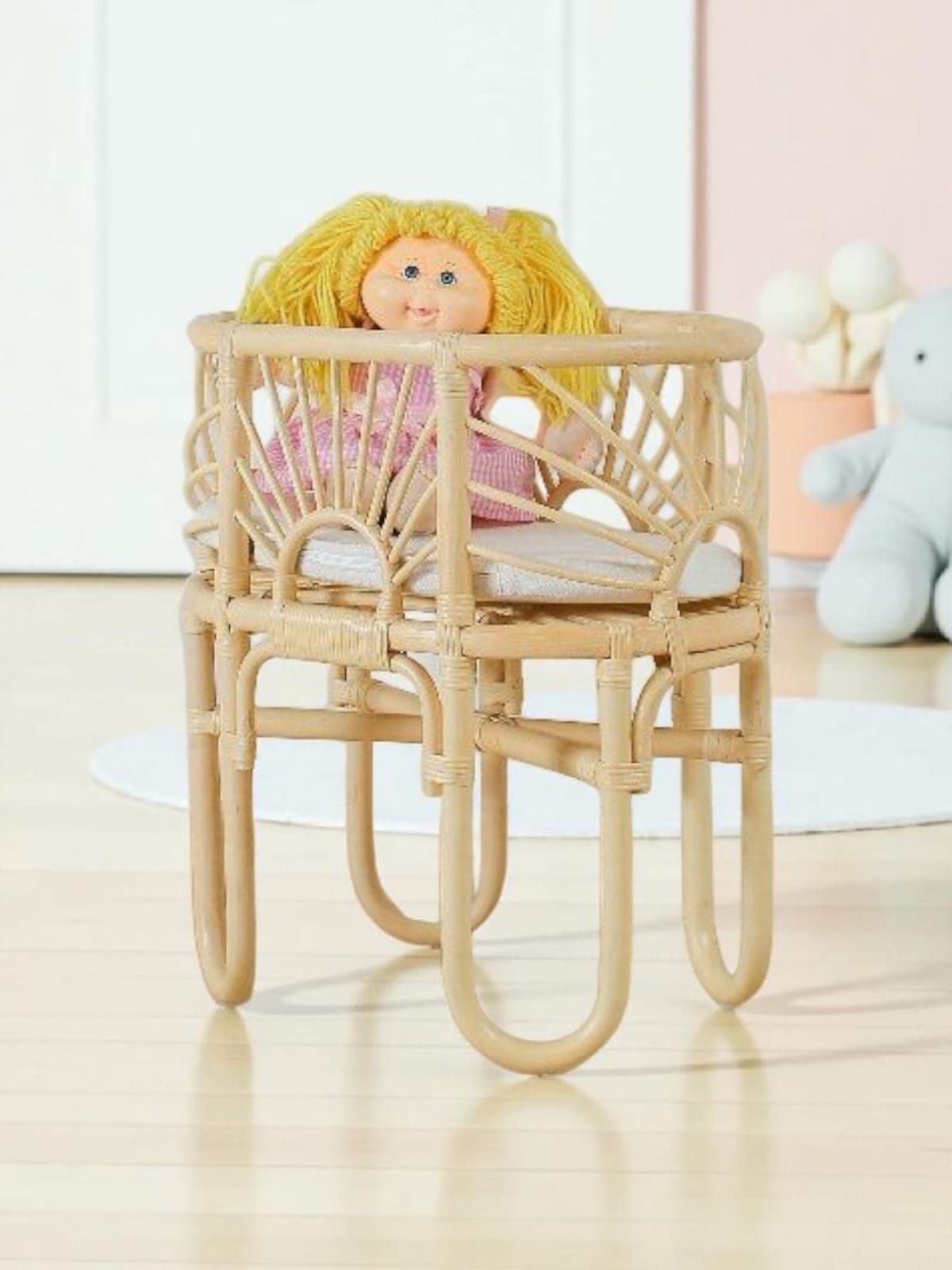 Pretend Play Doll Crib – Handmade Toy Bassinet for Girls Toys