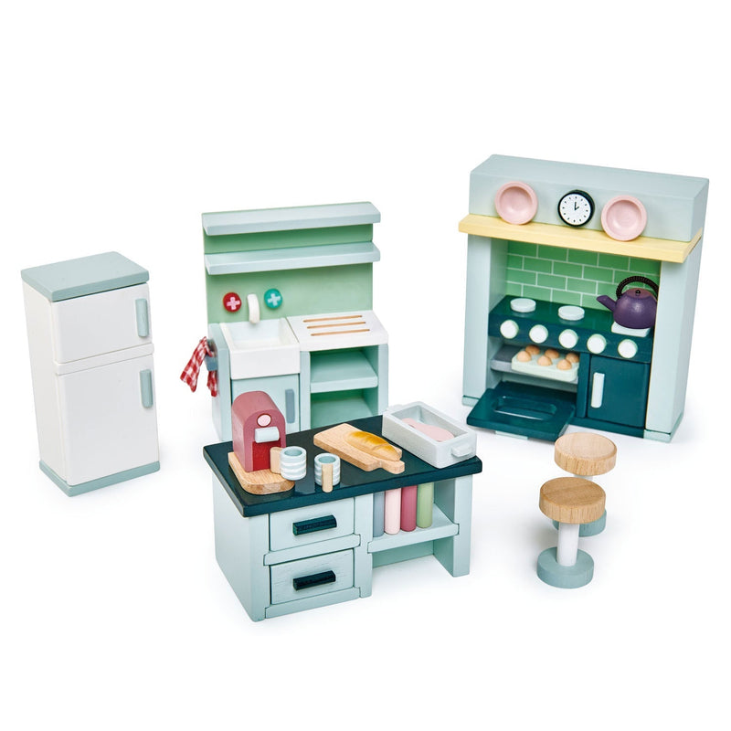 Tender Leaf Contemporary wooden dolls house kitchen furniture set