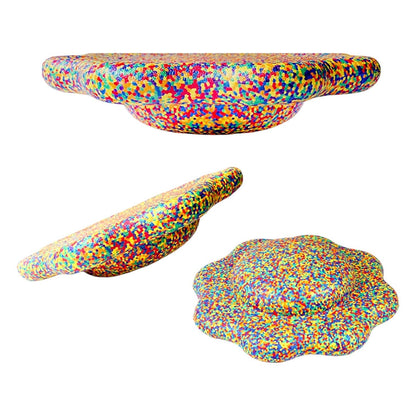 Flower - shaped Balance Board for Stepping Stones in Rainbow Confetti - The Nurturing Nook