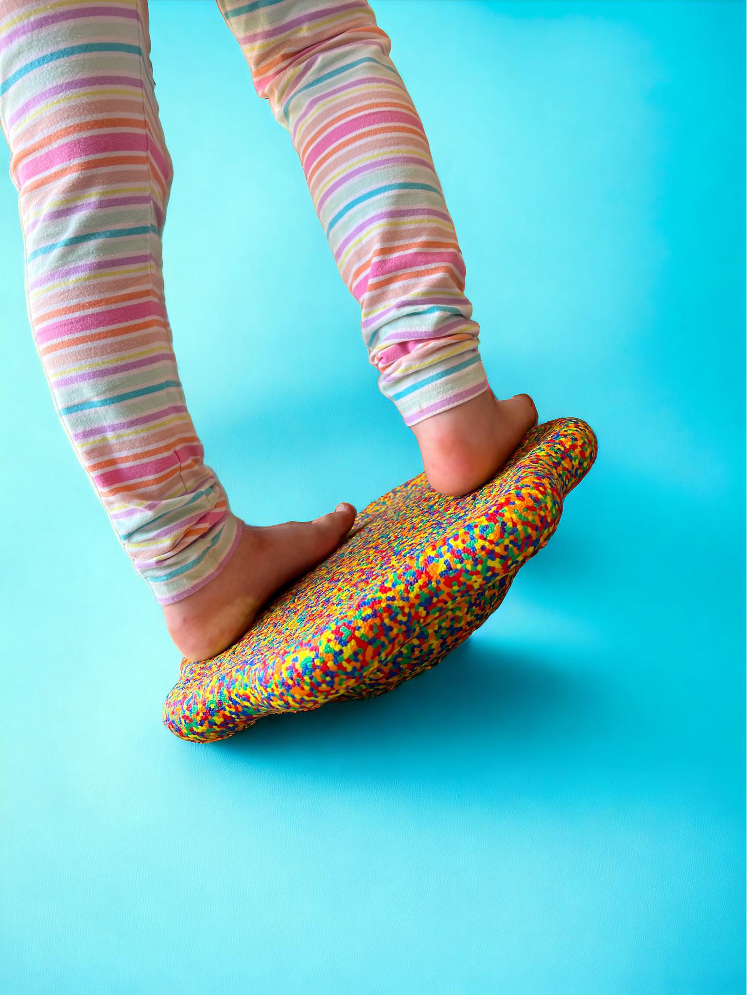 Flower - shaped Balance Board for Stepping Stones in Rainbow Confetti - The Nurturing Nook