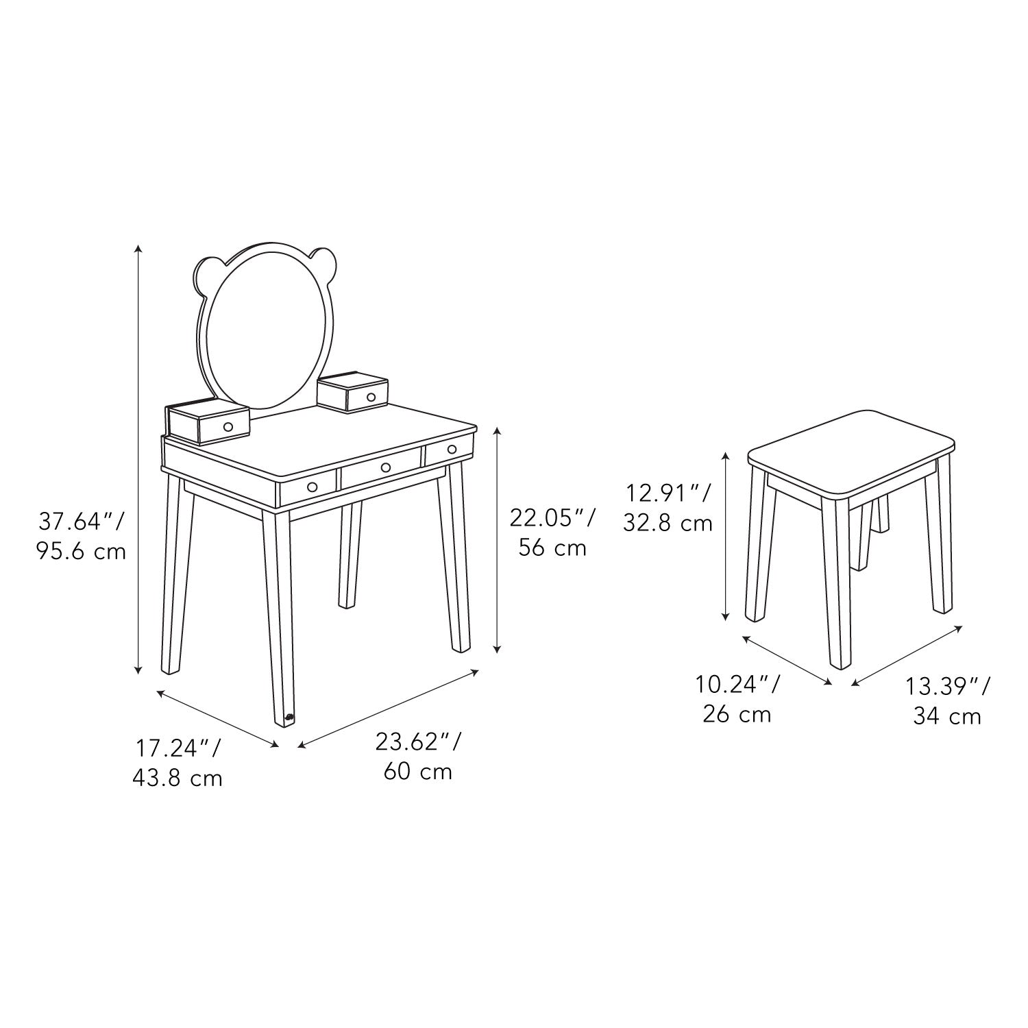 Forest dressing table set with mirror and storage drawers - The Nurturing Nook