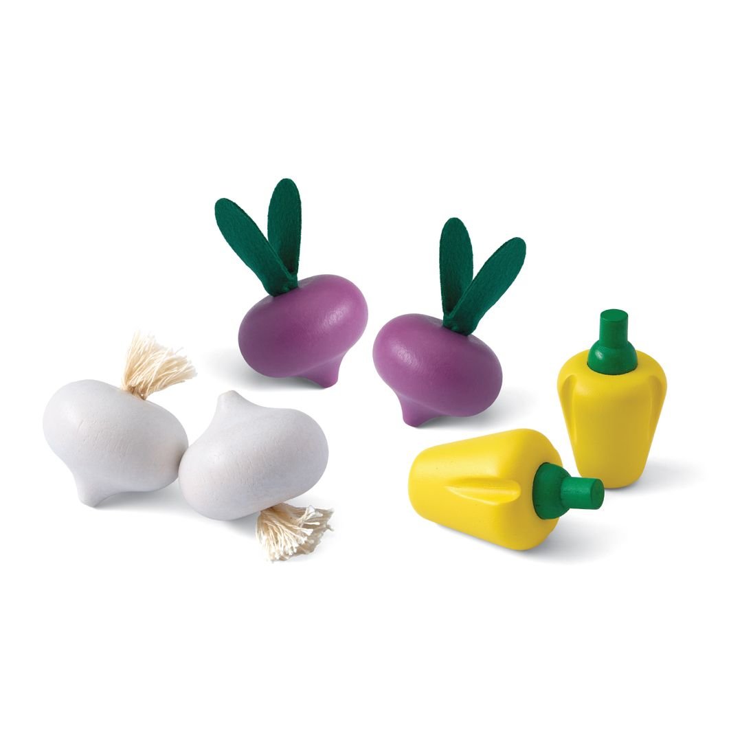 Fresh Produce Set C (Red Radishes, Garlics & Yellow Bell Peppers) - The Nurturing Nook