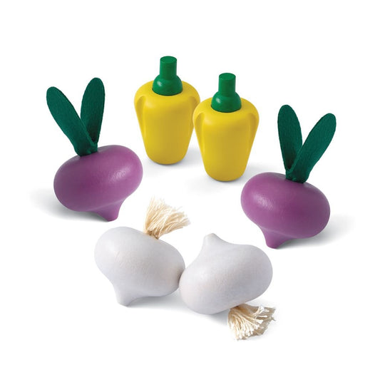 Fresh Produce Set C (Red Radishes, Garlics & Yellow Bell Peppers) - The Nurturing Nook