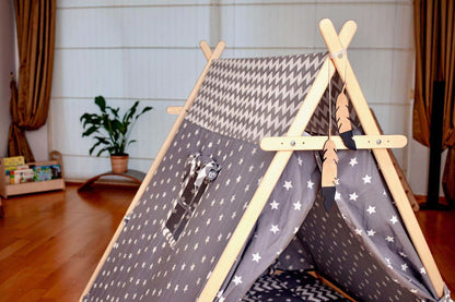 Gray Stars Play Tent and Play Mat