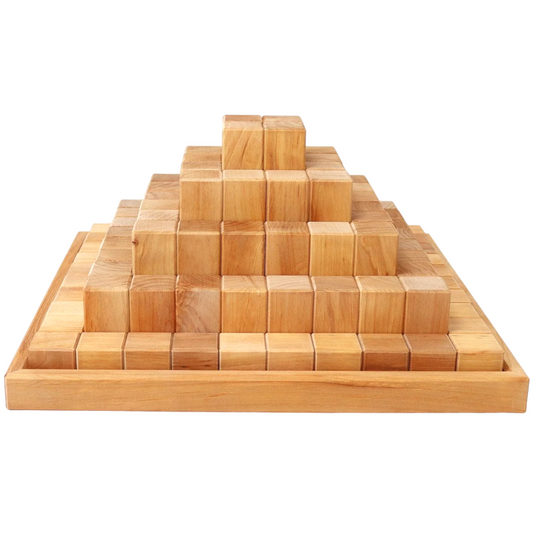**Pre-order (Ships in 2-3 Weeks)**100 Pcs Large Natural Stepped Pyramid Wooden Stacking Building Blocks
