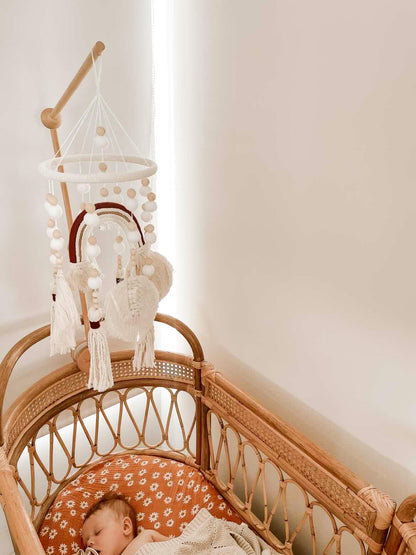 Handmade Boho Nursery Mobile | Macrame Rainbow - The Nurturing Nook