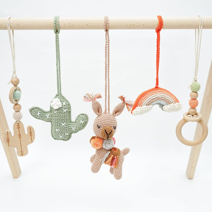 Handmade Crochet Toys for Baby Gym | Boho Desert - The Nurturing Nook