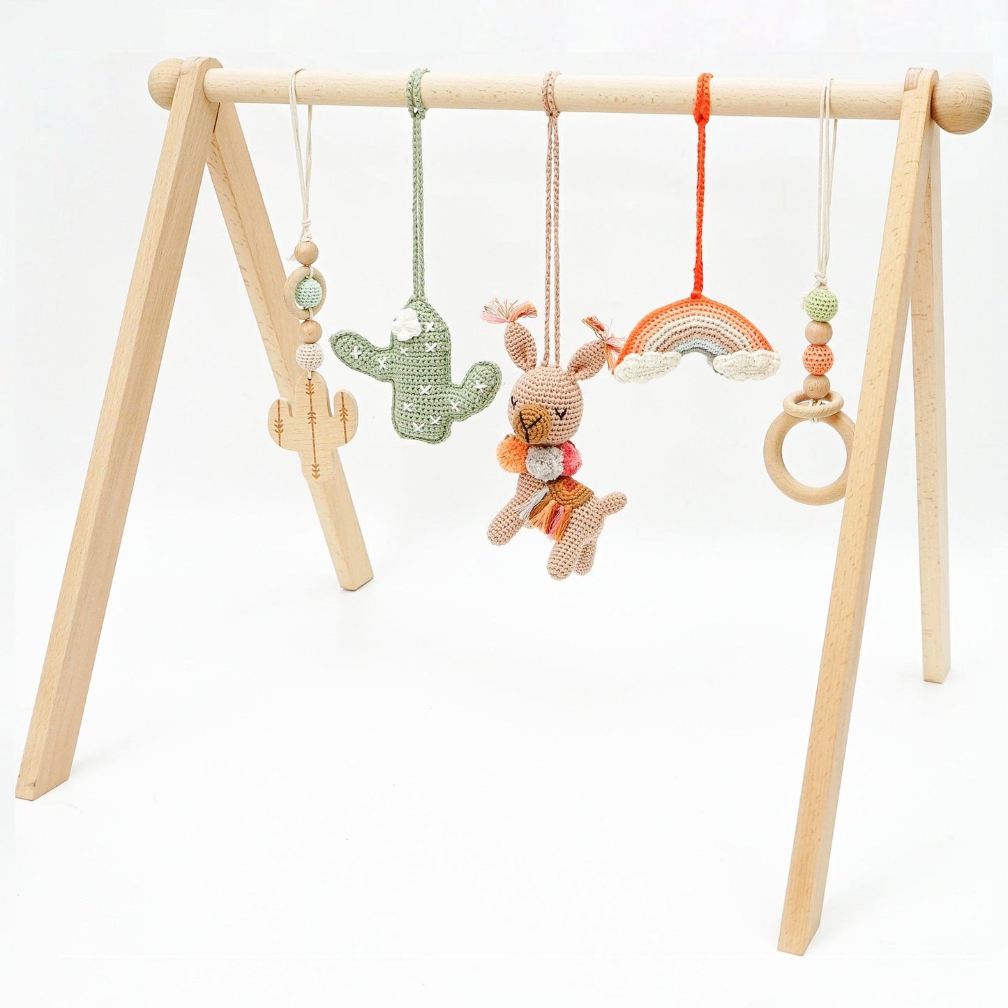 Handmade Crochet Toys for Baby Gym | Boho Desert - The Nurturing Nook