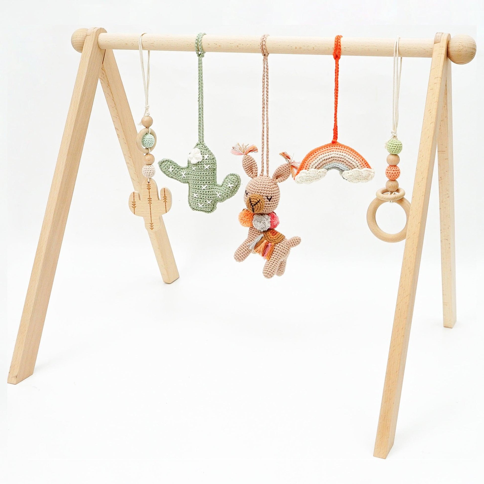 Handmade Crochet Toys for Baby Gym | Boho Desert - The Nurturing Nook