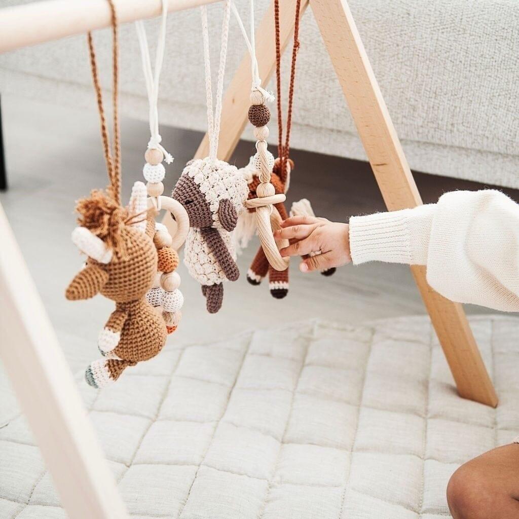 Handmade Crochet Toys for Baby Gym | Farm House - The Nurturing Nook
