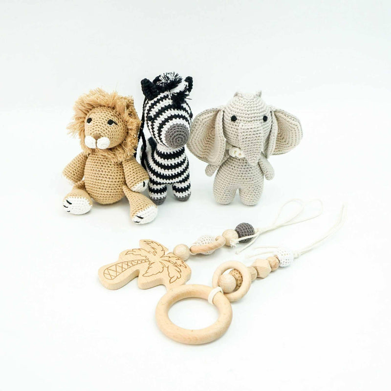 Handmade crochet toys for baby gym | safari