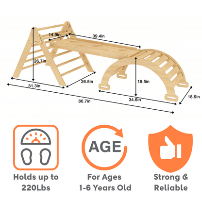 Hazel - Pikler Triangle Ladder & Rocker Set - The Nurturing Nook