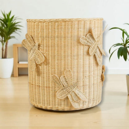 Flutter Wing Hamper Rattan Basket – Handwoven Boho Storage for Toys, Blankets & Laundry