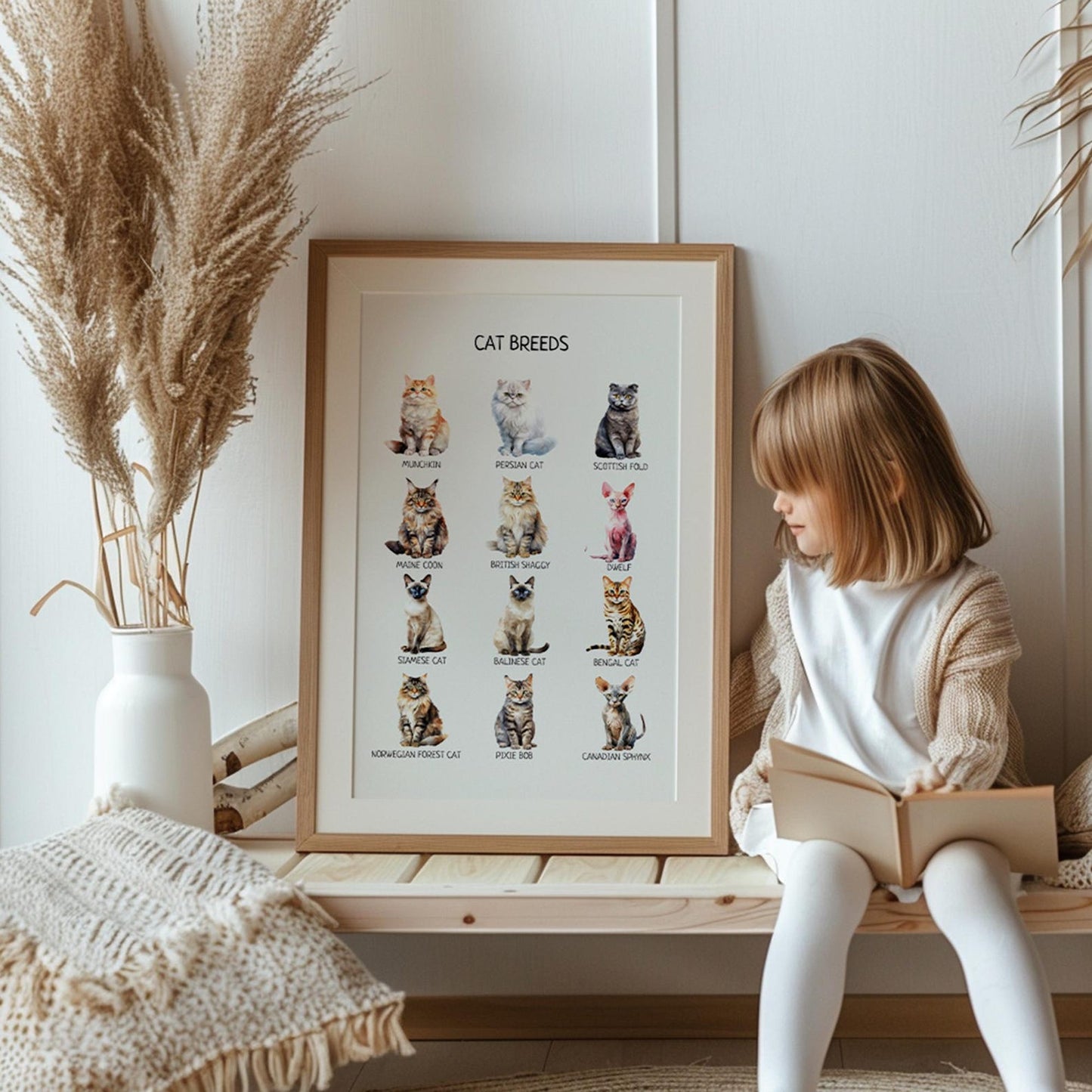Cat Breeds Poster - Educational Montessori Wall Art for Classroom, Nursery & Kids’ Room | Digital Download