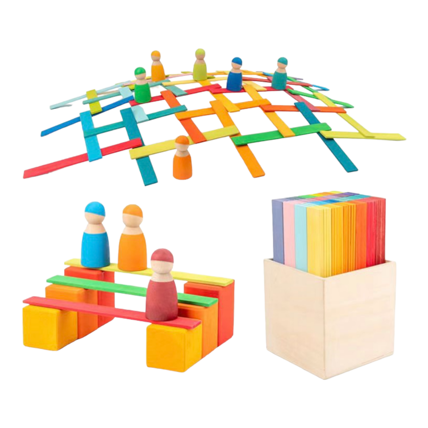 **Pre-order (Ships in 2-3 Weeks)**120 Pcs STAINED Leonardo Building Sticks - Da Vinci's Bridge
