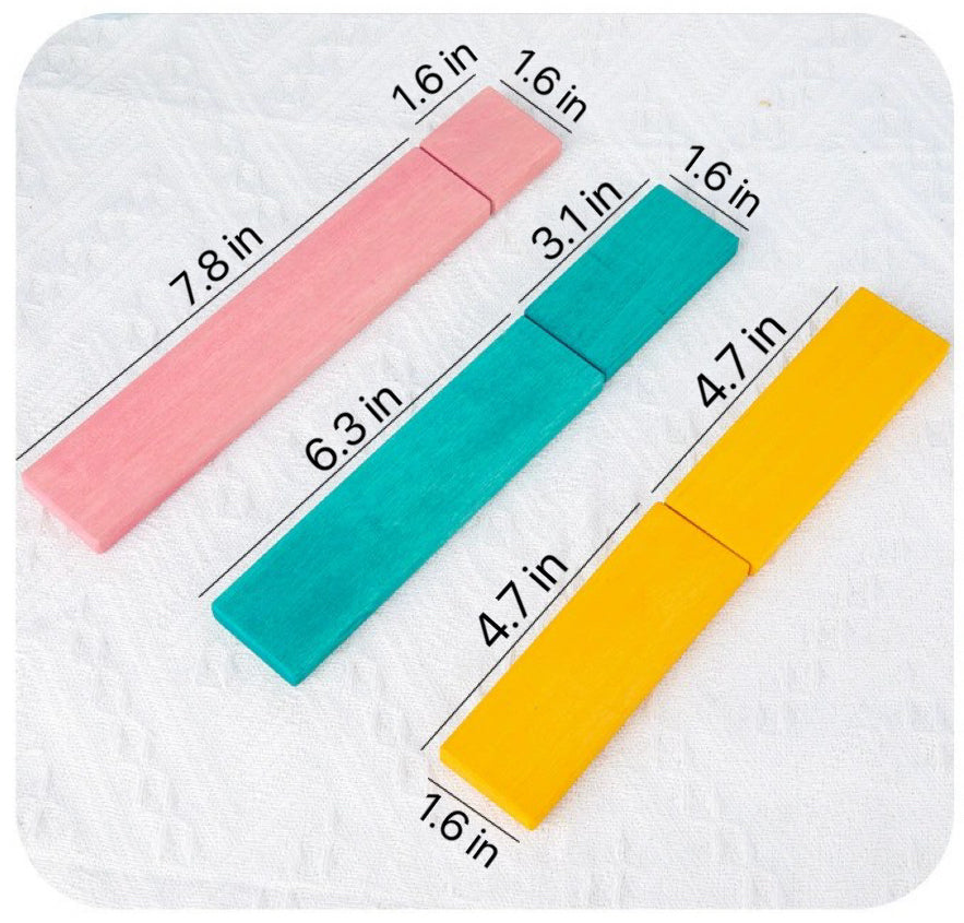 **Pre-order (Ships in 2-3 weeks)** 64 Pcs STAINED Large Wooden Rainbow Building Slats with Storage Tray