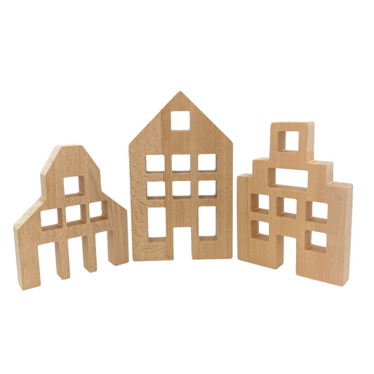 **Pre-order (Ships in 3-4 weeks)** 3 Pcs Wooden Window Houses ONLY