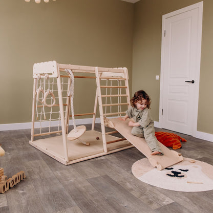 Indoor jungle gym – multi - position climbing tower with accessories - The Nurturing Nook