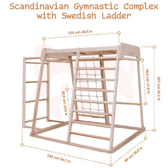 Indoor jungle gym – multi - position climbing tower with accessories - The Nurturing Nook
