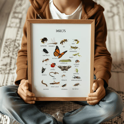 Insects Educational Poster - Montessori Printable Wall Art for Classroom, Preschool & Homeschool Learning | Digital Download - The Nurturing Nook