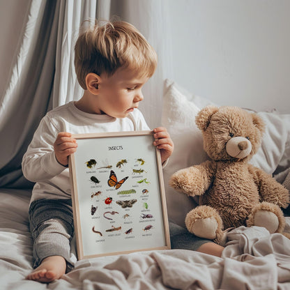 Insects Educational Poster - Montessori Printable Wall Art for Classroom, Preschool & Homeschool Learning | Digital Download - The Nurturing Nook