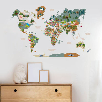 Kid's Wall Map Khaki