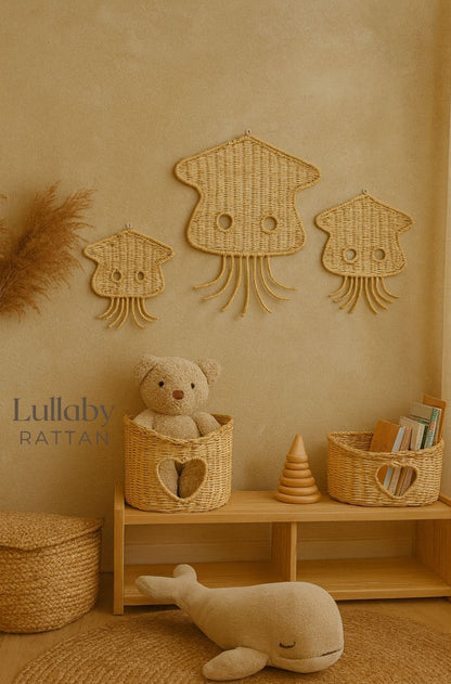 Rattan Jellyfish Wall Decor – Boho Coastal Nursery Wall Art