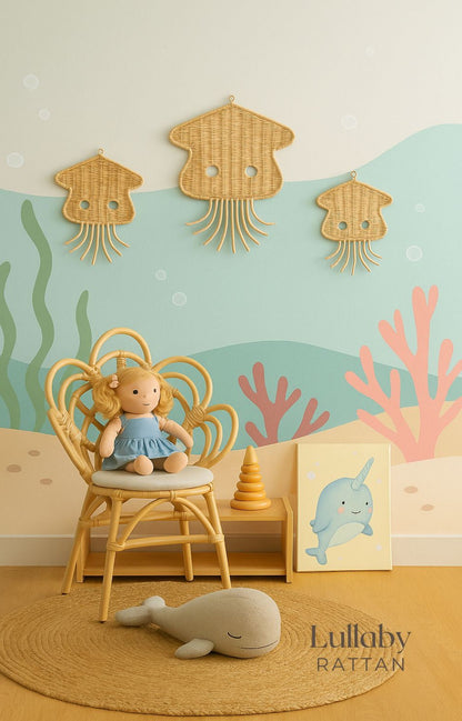 Rattan Jellyfish Wall Decor – Boho Coastal Nursery Wall Art